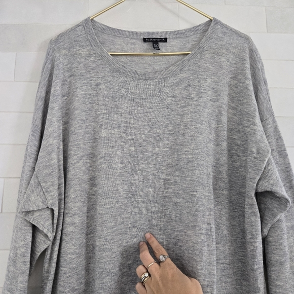 Eileen Fisher Merino Wool Alpaca Tunic Top Sweater Dress Gray Long Sleeve XL - Picture 4 of 9